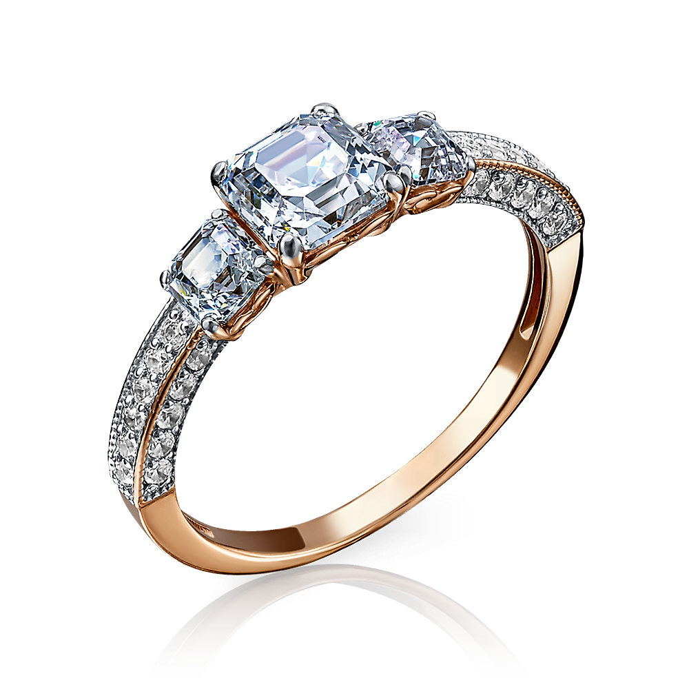 Кольцо из красного золота с фианитами 01-4296-00-501-1110-38