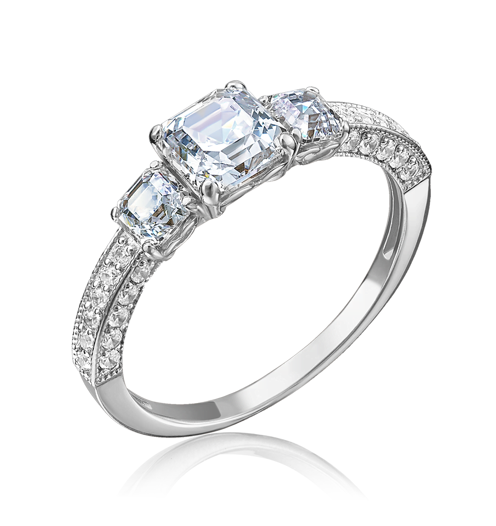 Кольцо из белого золота с фианитами 01-4297-00-501-1120-38