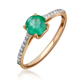 Кольцо из красного золота с изумрудом и бриллиантами 01-1343-00-106-1110-30