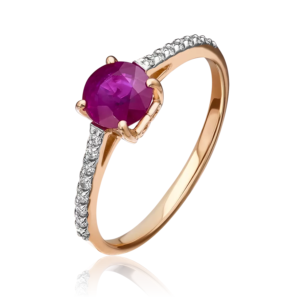 Кольцо из красного золота с рубином и бриллиантами 01-1343-00-107-1110-30