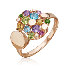 Кольцо из красного золота с миксом камней 01-5834-00-717-1110