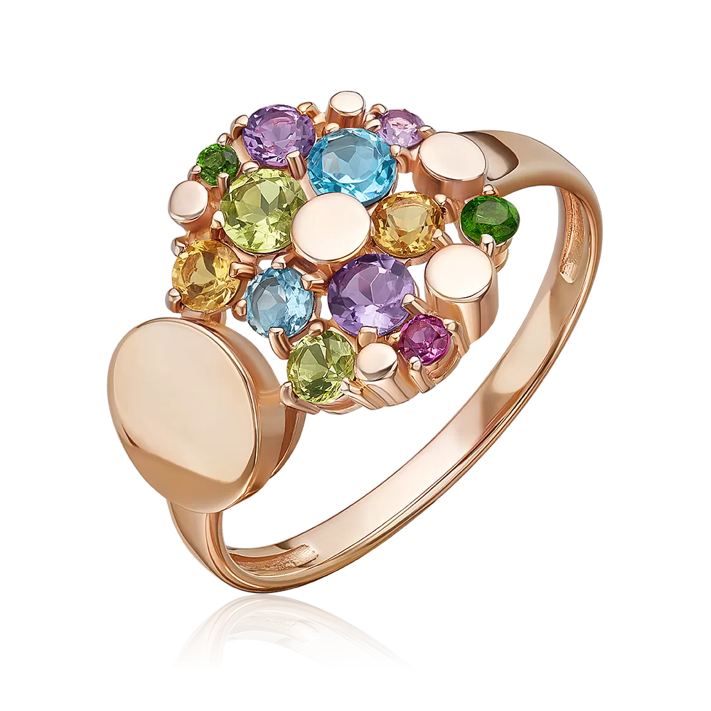 Кольцо из красного золота с миксом камней 01-5834-00-717-1110