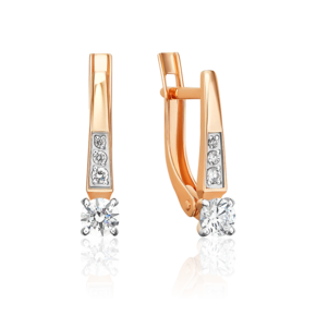 Серьги с английским замком из красного золота с фианитами 02-5624-00-401-1110