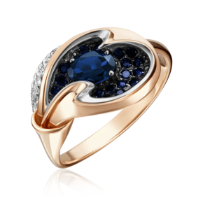 Кольцо из красного золота с сапфирами и бриллиантами 01-5156-00-105-1110-30