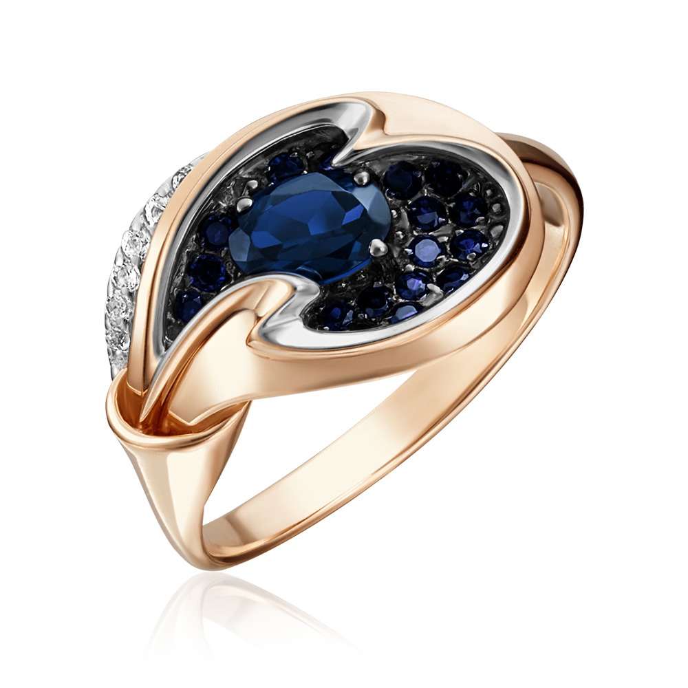 Кольцо из красного золота с сапфирами и бриллиантами 01-5156-00-105-1110-30