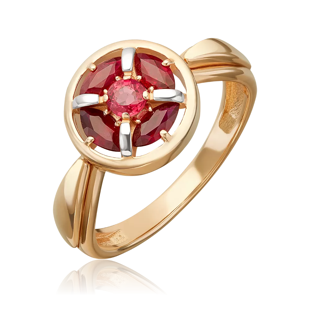 Кольцо из красного золота с рубинами 01-5885-00-104-1110