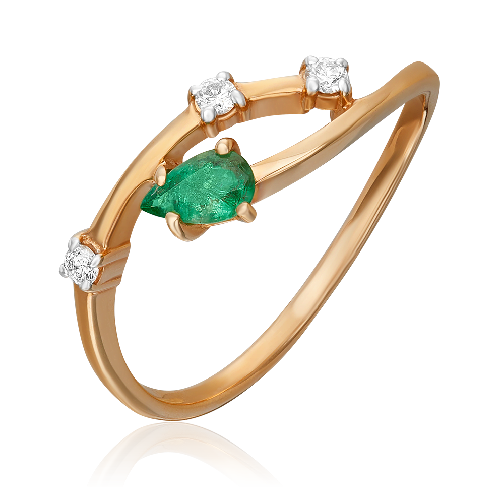 Кольцо из красного золота с изумрудом и бриллиантами 01-0710-00-106-1110-30