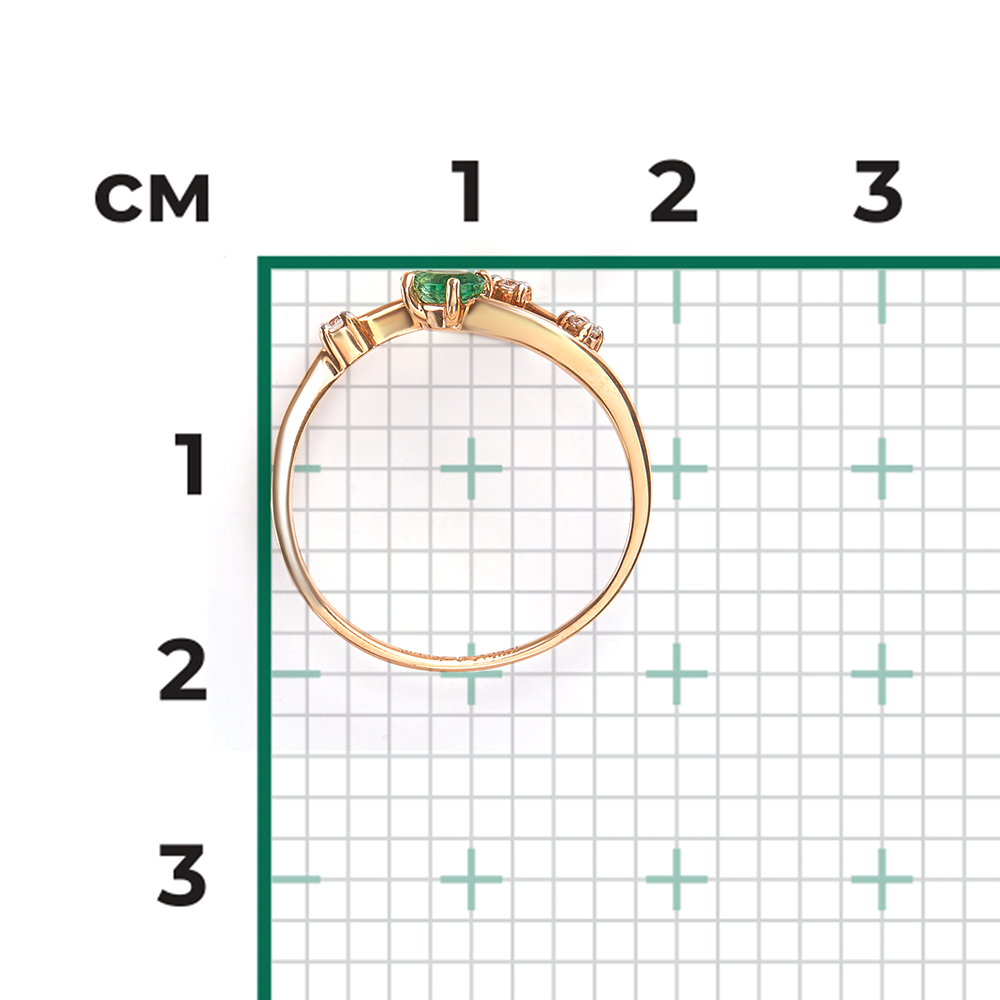 Кольцо из красного золота с изумрудом и бриллиантами 01-0710-00-106-1110-30