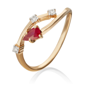 Кольцо из красного золота с рубином и бриллиантами 01-0710-00-107-1110-30