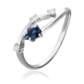 Кольцо из белого золота с сапфиром и бриллиантами 01-0711-00-105-1120-30