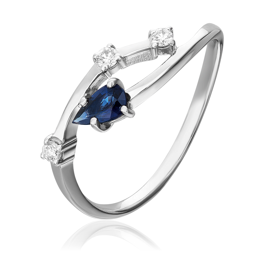 Кольцо из белого золота с сапфиром и бриллиантами 01-0711-00-105-1120-30