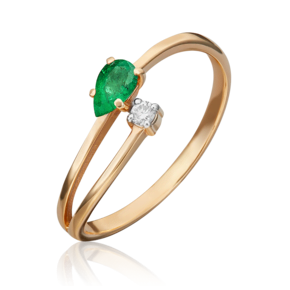 Кольцо из красного золота с изумрудом и бриллиантом 01-0712-00-106-1110-30