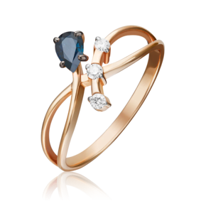 Кольцо из красного золота с сапфиром и бриллиантами 01-0714-00-105-1110-30