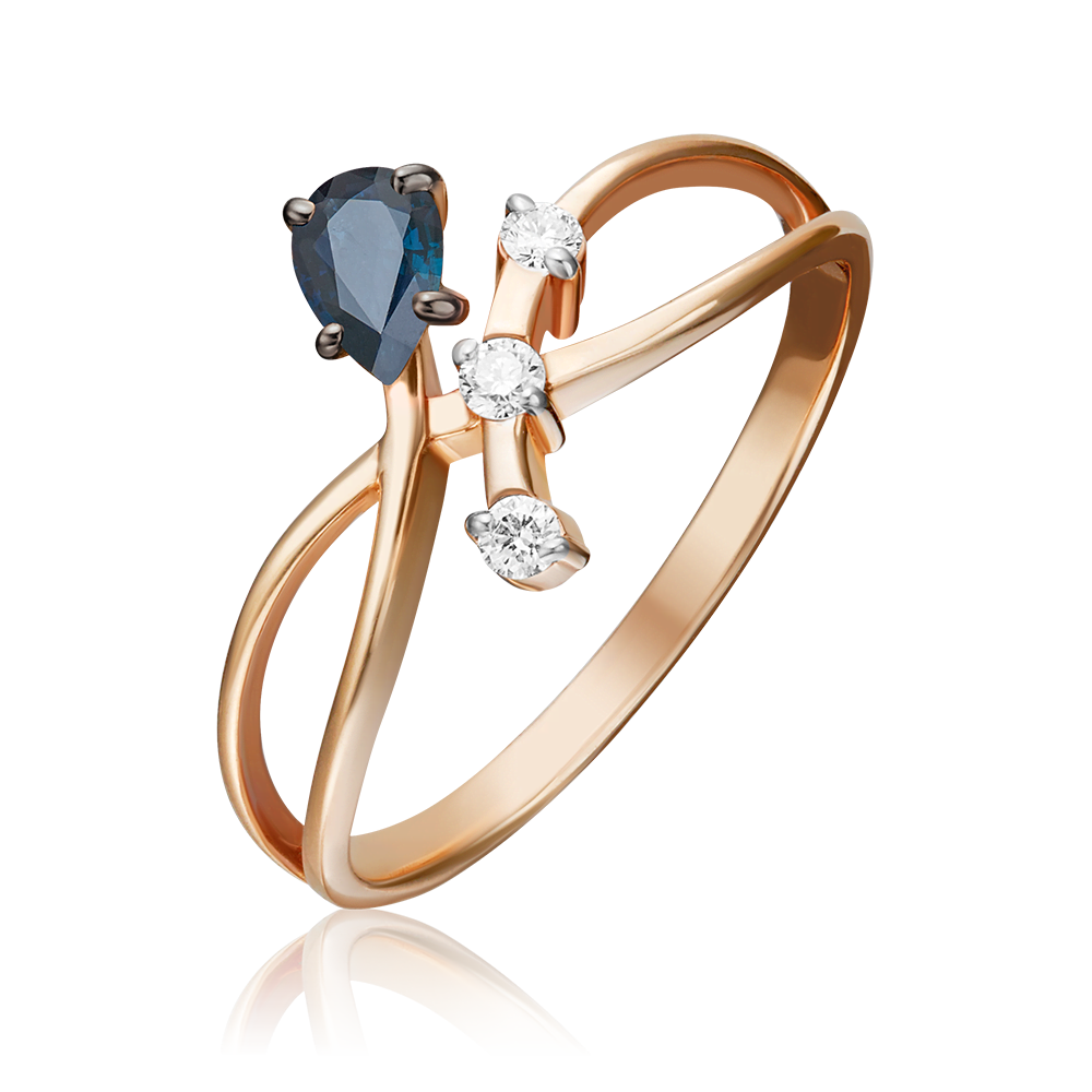 Кольцо из красного золота с сапфиром и бриллиантами 01-0714-00-105-1110-30