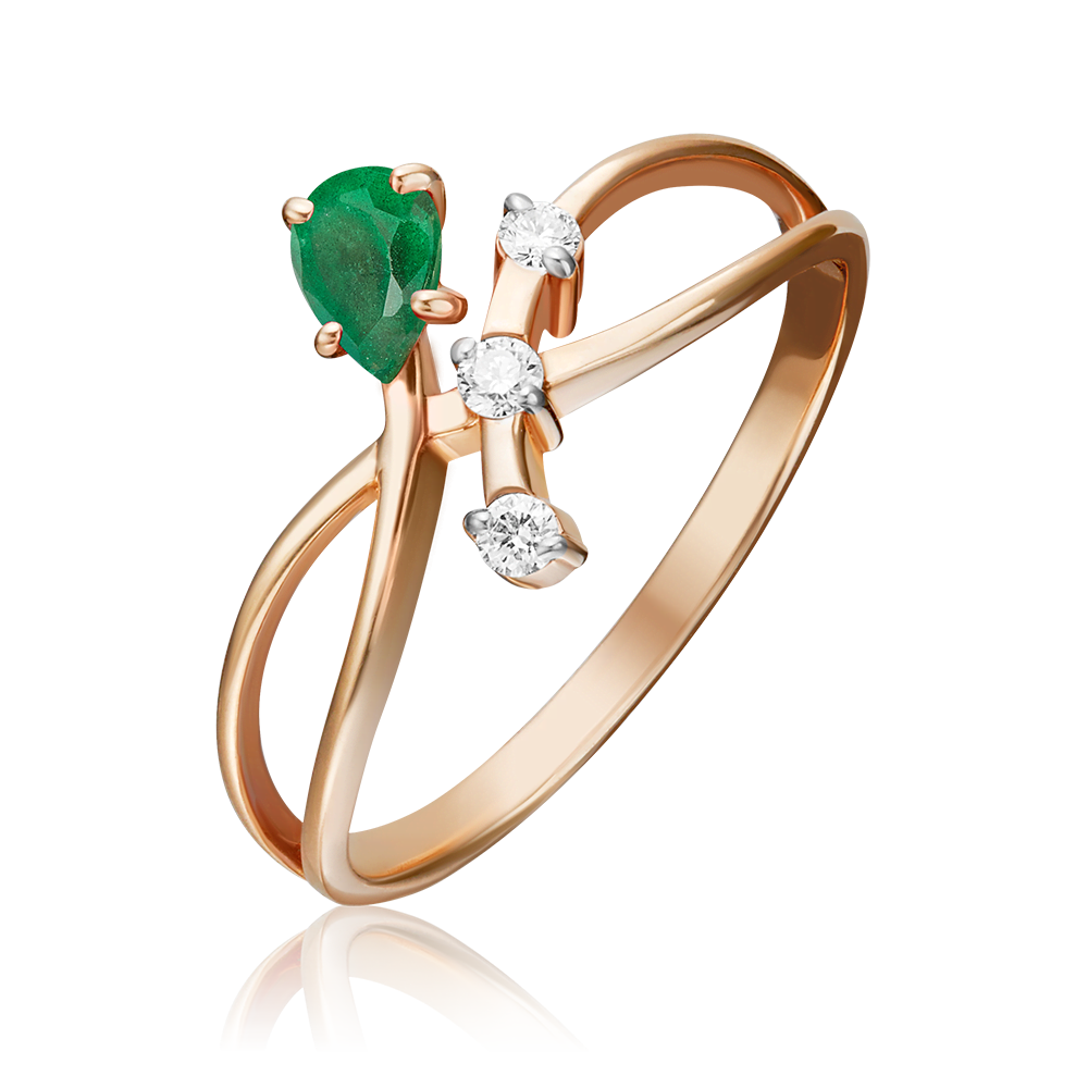 Кольцо из красного золота с изумрудом и бриллиантами 01-0714-00-106-1110-30
