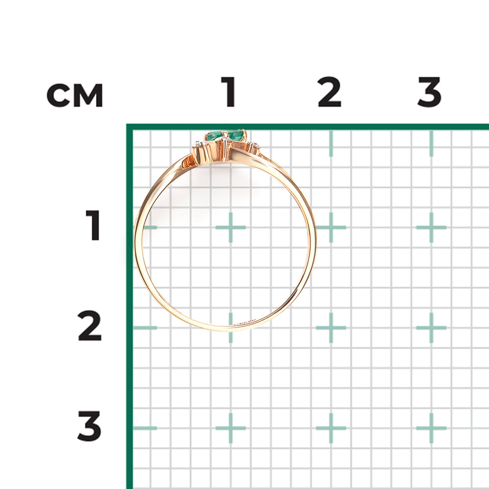 Кольцо из красного золота с изумрудом и бриллиантами 01-0714-00-106-1110-30