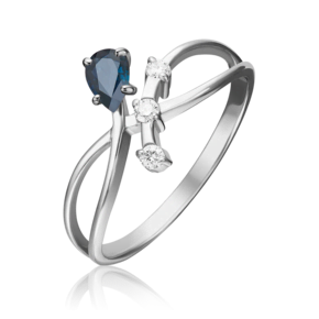 Кольцо из белого золота с сапфиром и бриллиантами 01-0715-00-105-1120-30