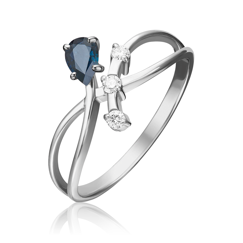 Кольцо из белого золота с сапфиром и бриллиантами 01-0715-00-105-1120-30
