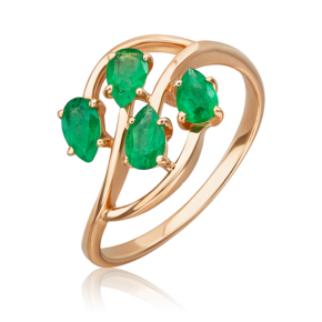 Кольцо из красного золота с изумрудами 01-0716-00-103-1110-30
