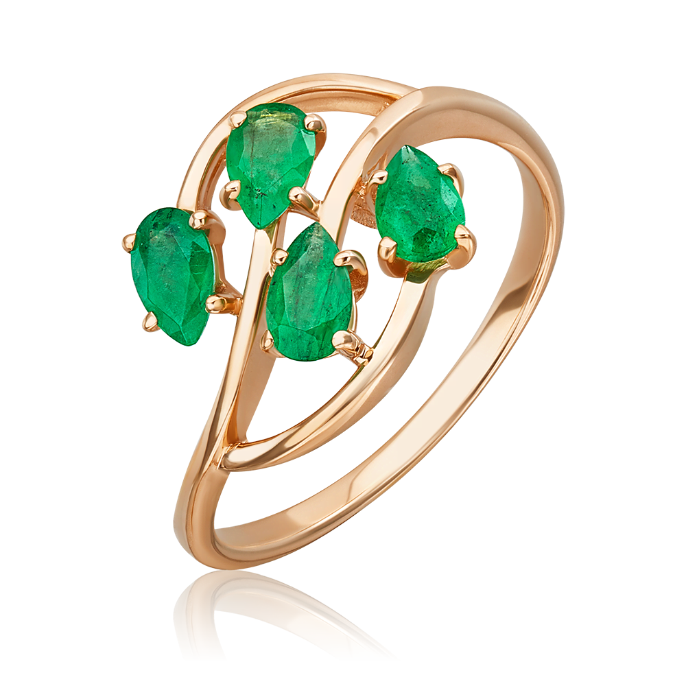 Кольцо из красного золота с изумрудами 01-0716-00-103-1110-30