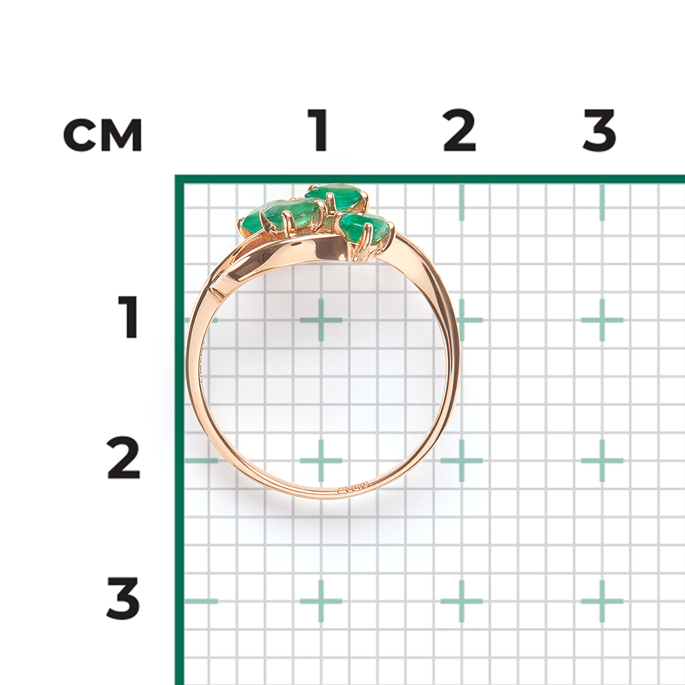 Кольцо из красного золота с изумрудами 01-0716-00-103-1110-30