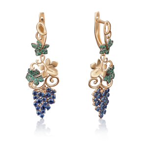 Серьги «Виноград» с английским замком из красного золота с фианитами 02-3659-00-404-1110-32