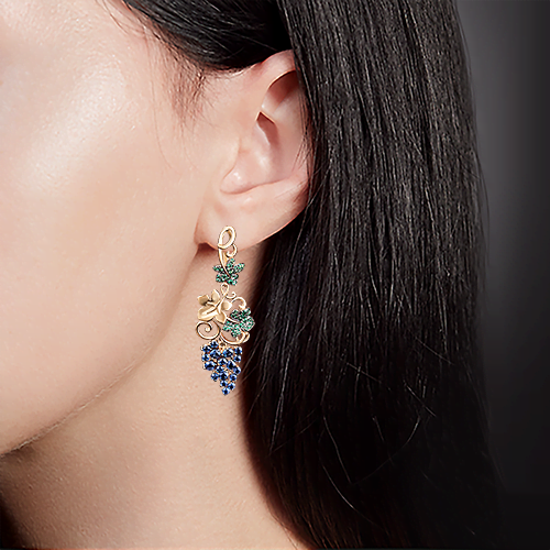 Серьги «Виноград» с английским замком из красного золота с фианитами 02-3659-00-404-1110-32