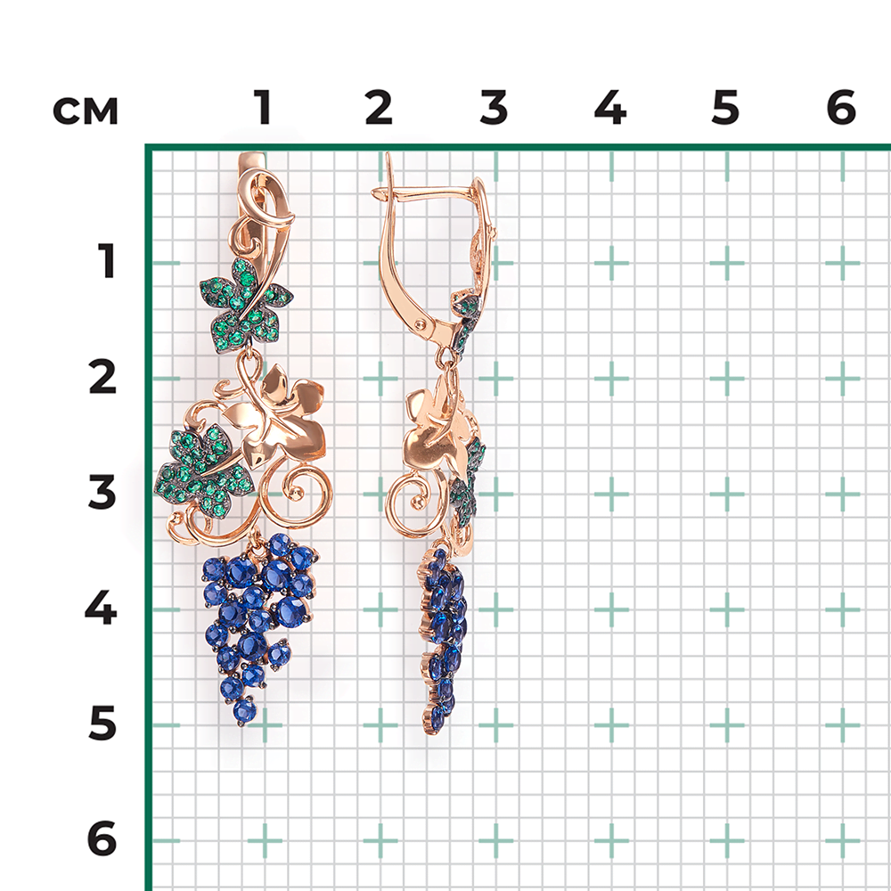 Серьги «Виноград» с английским замком из красного золота с фианитами 02-3659-00-404-1110-32