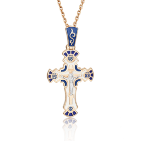 Православный крест из красного золота с эмалью 03-2472-00-000-1110-25