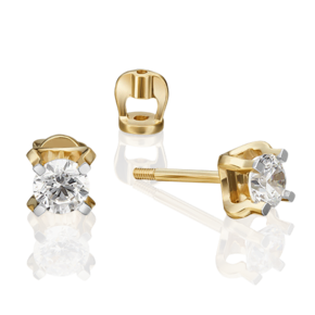 Серьги-пусеты из лимонного золота с фианитом 02-4587-00-401-1130