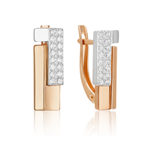 Серьги с английским замком из комбинированного золота с фианитами 02-5126-00-401-1111