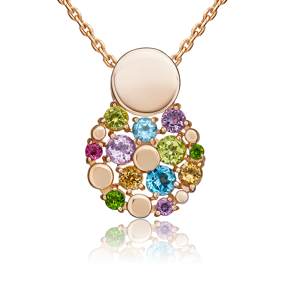 Подвеска из красного золота с миксом камней 03-3571-00-717-1110