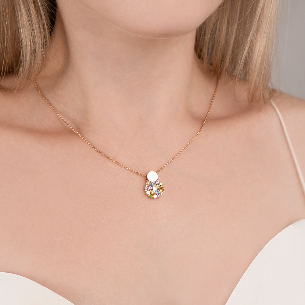 Подвеска из красного золота с миксом камней 03-3571-00-717-1110