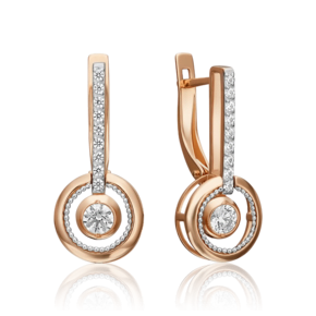 Серьги с английским замком из комбинированного золота с фианитами 02-4484-00-501-1111-38
