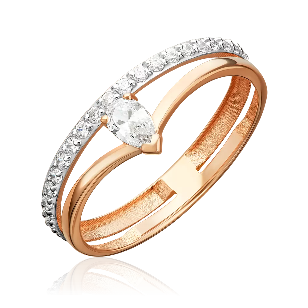 Кольцо из красного золота с фианитами 01-5996-00-401-1110