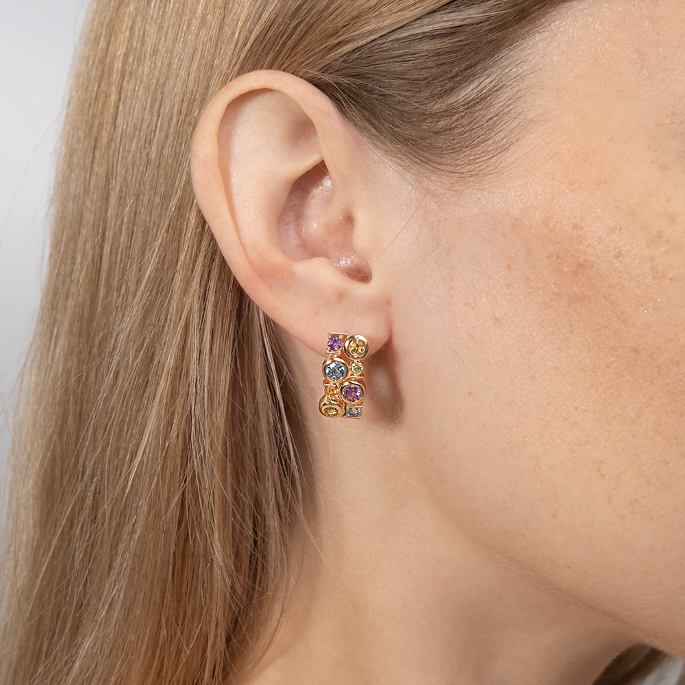 Серьги с английским замком из красного золота с миксом камней 02-4671-00-730-1110-57