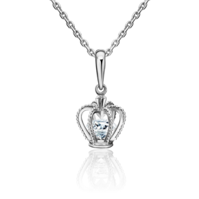 Подвеска «Корона» из белого золота с фианитом 03-3103-00-501-1120-67