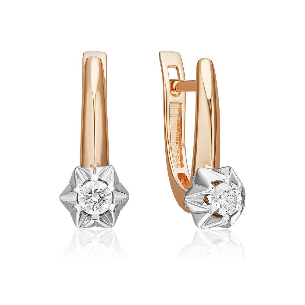 Серьги с английским замком из комбинированного золота с бриллиантом 02-5351-00-101-1111