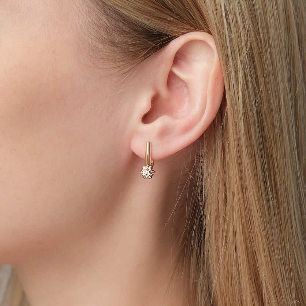 Серьги с английским замком из комбинированного золота с бриллиантом 02-5351-00-101-1111