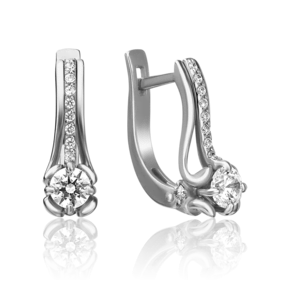 Серьги с английским замком из белого золота с фианитами 02-4338-00-501-1120-38