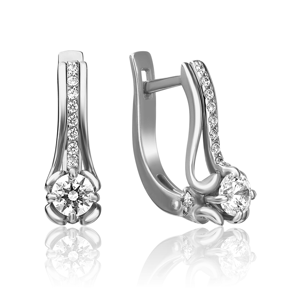 Серьги с английским замком из белого золота с фианитами 02-4338-00-501-1120-38