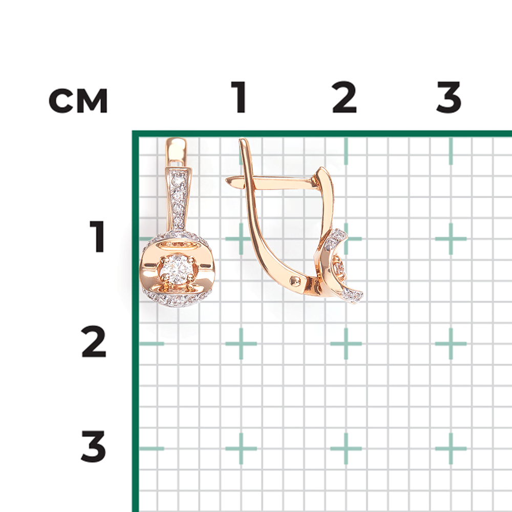 Серьги с английским замком из красного золота с бриллиантами 02-0944-00-101-1110-30