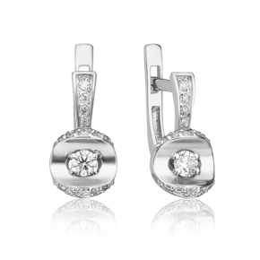 Серьги с английским замком из белого золота с бриллиантами 02-0944-00-101-1120-30
