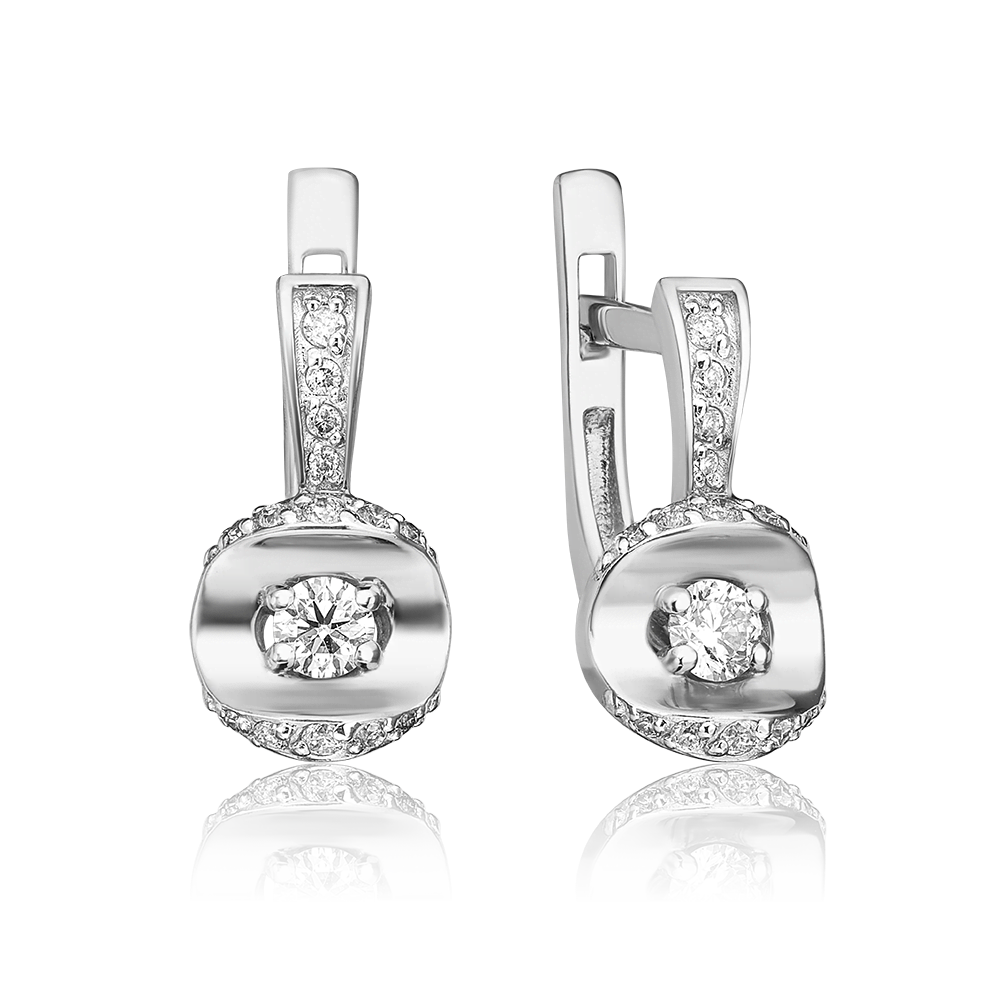 Серьги с английским замком из белого золота с бриллиантами 02-0944-00-101-1120-30