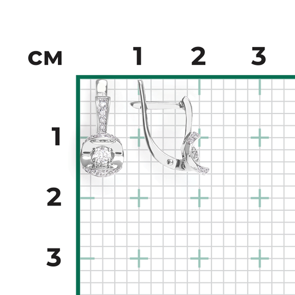 Серьги с английским замком из белого золота с бриллиантами 02-0944-00-101-1120-30