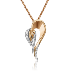 Подвеска «Перо» из комбинированного золота с фианитами 03-2986-00-401-1111-48