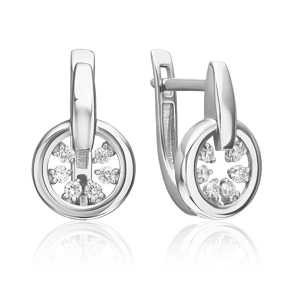 Серьги с английским замком из белого золота с бриллиантами 02-5365-00-101-1120