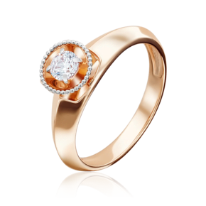 Помолвочное кольцо из красного золота с бриллиантом 01-5126-00-101-1110-30