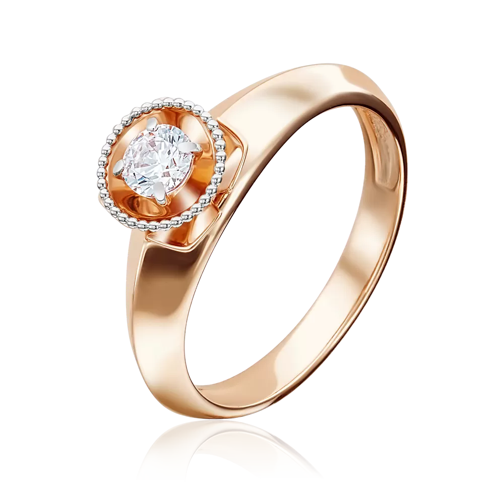Помолвочное кольцо из красного золота с бриллиантом 01-5126-00-101-1110-30