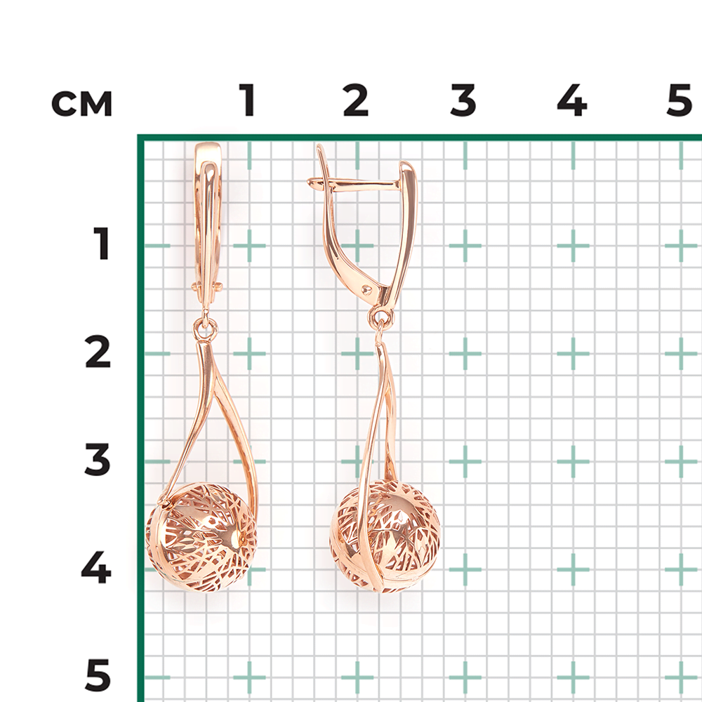 Серьги с английским замком из красного золота 02-3797-00-000-1110-48